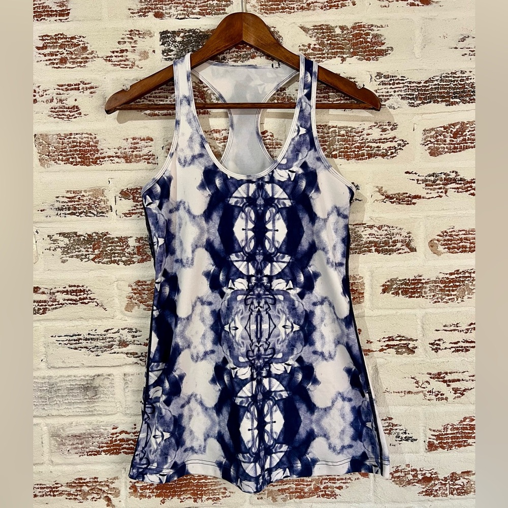 Lululemon Racerback Tank Top Ink Blot White Deep Indigo Sz S (4/6)